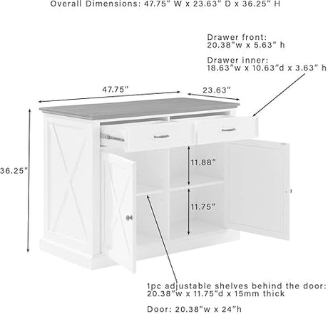 Crosley Furniture Clifton Kitchen Island with Storage Drawers and Shelves, Microwave Stand, Coffee Bar, Distressed White/Black Crosley Furniture