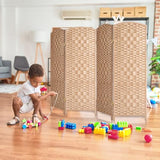 HALLYBEE Small Room Divider, Privacy Screen, Short Room Dividers and Folding Privacy Screens, Foldable Temperary Wall Partitions, 4 Panel Natural Space Separation Separator HALLYBEE