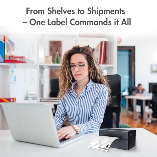Bluetooth Thermal Shipping Label Printer: 4x6 Wireless Label Maker with Tape for Small Business - Compatible with iPhone, Android, Windows & Mac, Widely Used for USPS UPS Amazon Shopify Etsy