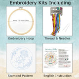 Louise Maelys Animal Embroidery Kit for Beginners-DIY Cross Stitch Starter Craft Kit for Adults Including Cloth with Pattern, Hoop, Needles Instruction and Threads（Jellyfish）