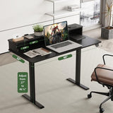 Our Modern Space 2-Tier Height Adjustable 45" Electric Standing Desk - Upgraded Ultra Durable Home Office Large Rectangular Computer Table or Laptop Sit Stand Workstation - Black Our Modern Space
