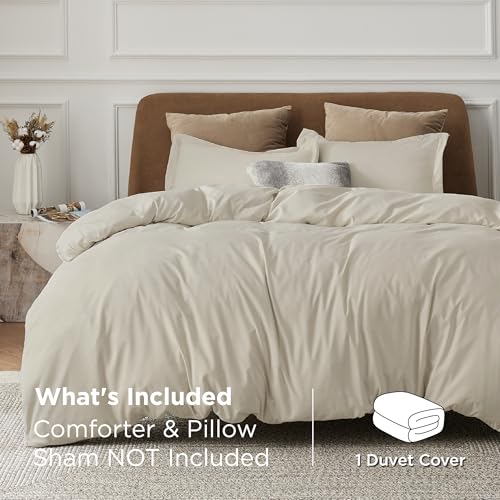 Bedsure Duvet Cover Queen Size - Only Includes 1 Duvet Cover (90"x90"), Hotel Luxury Soft Double Brushed All Season Bedding for Kids & Adults, Zipper Closure, NO Comforter, Linen Bedsure