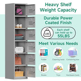 Kooyon 71" Metal Storage Cabinet with 6 Doors,Metal Lockers for Employees,Lockable Locker Cabinets for School, Gym, Home, Office Staff, Garage-Assembly Required(Gray) Kooyon