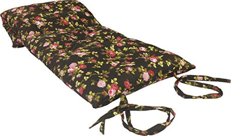 D&D Futon Furniture Queen Size Rose Black Traditional Japanese Floor Futon Mattresses, Cotton Battings/Foam/Polyester Batting, Shikifuton, 80 x 60 x 3 in Thick D&D Futon Furniture