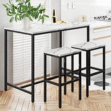 Yongchuang Modern 3-Piece Bar Table and Stools Set in White Faux Marble with Black Metal Frame Yongchuang