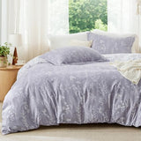 Bedsure Queen Comforter Set - Lavender Bed Set, 3 Pieces Cute Floral Bedding, 1 Soft Reversible Botanical Flowers Comforter and 2 Pillow Shams Bedsure