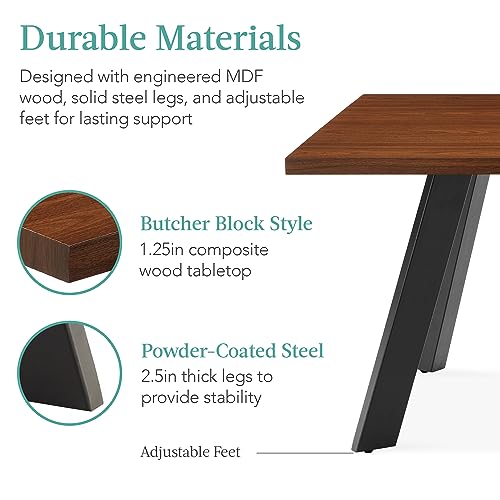 Best Choice Products Extendable Dining Table 47 to 63in Modern Large Expanding Kitchen Table up to 6 People w/Leaf Extension, 2 Locks, 132lb Capacity - Brown Best Choice Products
