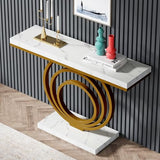 Tribesigns 41-Inch Gold Entryway Table, Modern Console Table Narrow Long, Contemporary Accent Table for Living Room, Hallway, Entrance, Faux Marble Veener Top Tribesigns