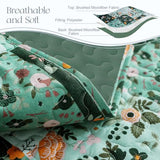 Exclusivo Mezcla Reversible Boho Quilts Twin Size, Green Bedspreads Lightweight Coverlet All Season Patchwork Quilt Bedding Set with Printed Floral Pattern (1 Quilt, 1 Pillow Sham) Exclusivo Mezcla