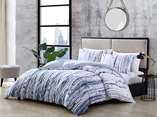City Scene - Twin Duvet Cover Set, 100% Soft Cotton Bedding for Year Round Comfort, 2 Piece Bed Set with Maching Pilliwcase (Sokal Blue) City Scene