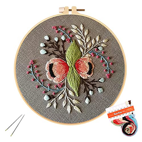 Louise Maelys Embroidery Starter Kit Full Range of Stamped Cross Stitch Kits for Beginner Including Cloth with Pattern,Embroidery Hoop,Color Threads Louise Maelys