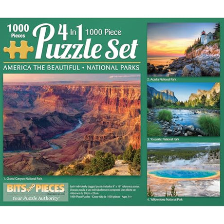 Bits and Pieces Set of 4 Jigsaw Puzzles 1000 Pieces - America the Beautiful Bits and Pieces