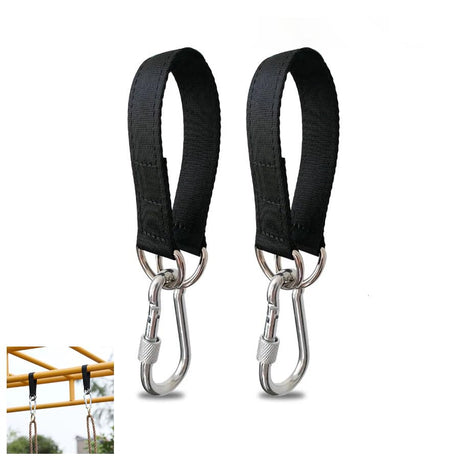 SquEqu 2 Pack Tree Swing Straps Hanging Kit 50cm 400lbs Heavy Duty Belt with Safer Lock Snap Hook Clip Carabiner Connector for Hammock Punching Bag Swings Chair Seat Gym Bar Handle Cable Outdoor SquEqu