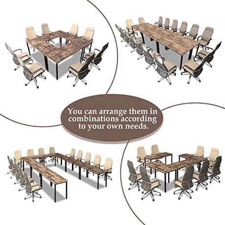 Bonzy Home Conference Tables 9ft Office Computer Desk for Meeting Room Study Writing Printer Podcast Table for 4-8 People Rustic Brown 2PCS 110.2"x23.6"x29.5" Bonzy Home