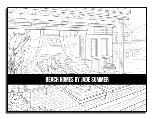 Beach Homes: An Adult Coloring Book with Beautiful Vacation Houses, Charming Interior Designs, and Relaxing Nature Scenes WoodArtSupply