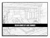 Beach Homes: An Adult Coloring Book with Beautiful Vacation Houses, Charming Interior Designs, and Relaxing Nature Scenes WoodArtSupply