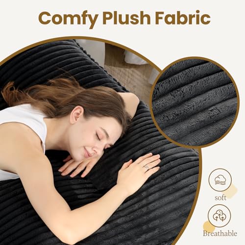 NLDD 10" Futon Mattress Full Size, Ultra Thick Futons Sofa Couch Bed Sleeper Sofa Bed, Versatile Floor Futons Japanese Floor Mattress for Adults, Black (Frame Not Included) NLDD