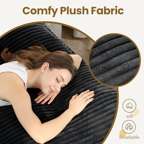 NLDD 10" Futon Mattress Full Size, Ultra Thick Futons Sofa Couch Bed Sleeper Sofa Bed, Versatile Floor Futons Japanese Floor Mattress for Adults, Black (Frame Not Included) NLDD