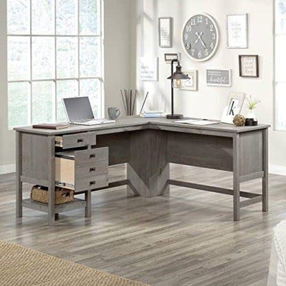 Sauder Cottage Road L-Desk, L: 65.12" x W: 58.66" x H: 29.76", Mystic Oak finish - WoodArtSupply