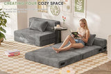 Homall Folding Sofa Bed, Floor Couch Convertible Sleeper Chair with Pillow, Comfy Futon Lounge Sofas, Portable Fold Out Chair Bed for Living Room, Small Space (Corduroy, Slate Grey) Homall