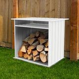 ABSCO 4' x 2.5' x 3.7' DIY Galvanized Steel Firewood Shed, Surfmist White ABSCO