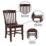 Flash Furniture Hercules Series School House Back Mahogany Wood Dining Chair, Traditional Elegant Wood Restaurant Chair with 800 lb. Weight Capacity, Walnut Flash Furniture