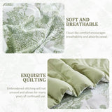 DJY Full Size Comforter Sets, Sage Green 7 Pieces Bed in a Bag Full Botanical Comforters with Sheets Elegant Plants Print Soft Microfiber Reversible Complete Bedding Sets for All Season DJY