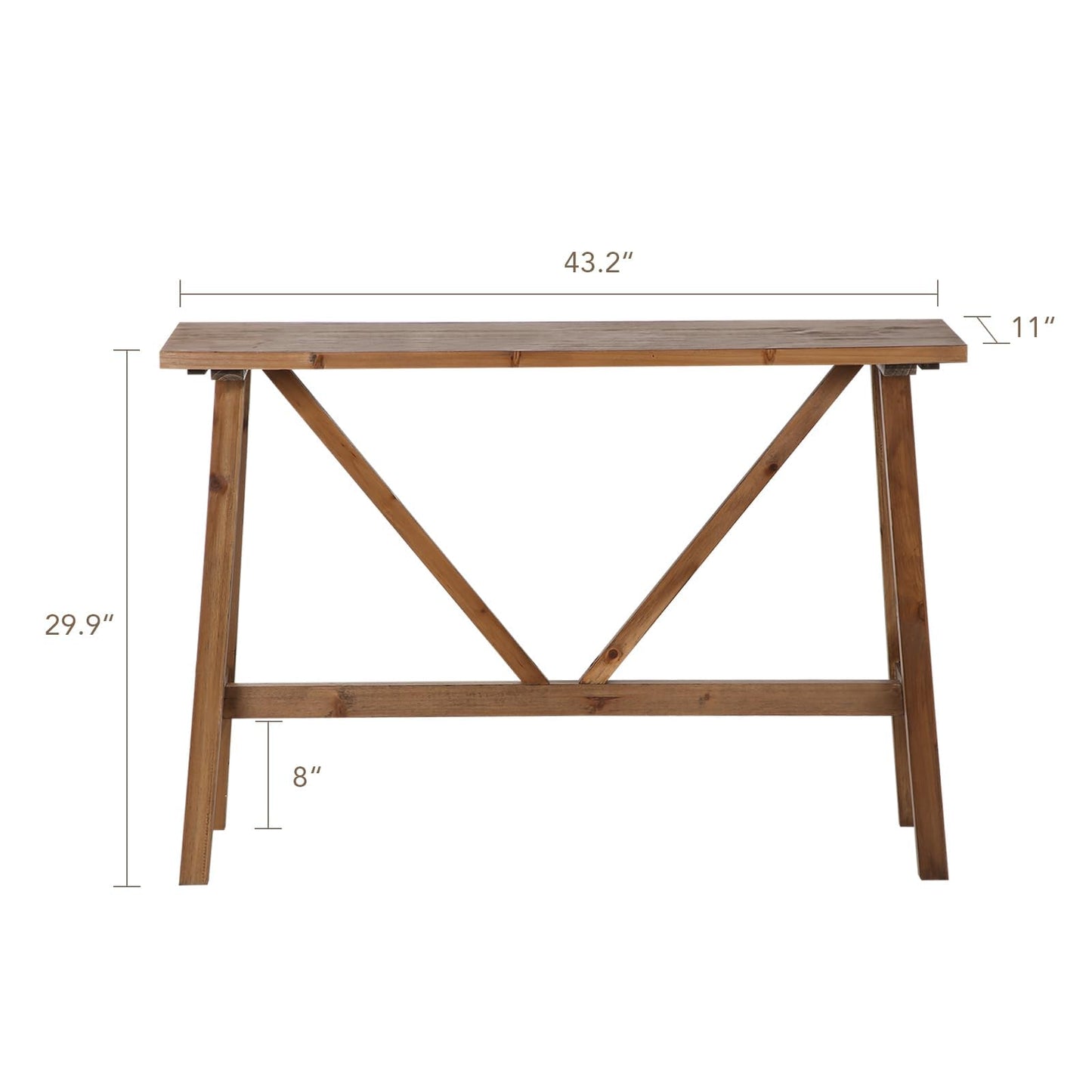 Wnutrees 43" Farmhouse Solid Wood Console Tables, Rustic Hallway Table, Solid Firwood Sofa Table for Entryway, Living Room, Easy Assembly, Natural - WoodArtSupply