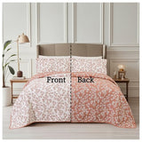 Marina Decoration Jacquard Embroidered Stitching Coverlet Bedspread Ultra Soft Bedding Solid 2 Piece Summer Quilt Set with 1 Quilted Sham, Pink Floral Twin/Single Size Marina Decoration