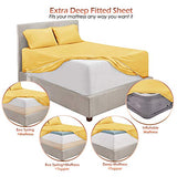 Hearth & Harbor Extra Deep Pocket Sheet Sets, Luxury Soft 6 Piece Bed Sheet Set Fits Mattress 18-24 Inches - Queen, Mellow Yellow Hearth & Harbor
