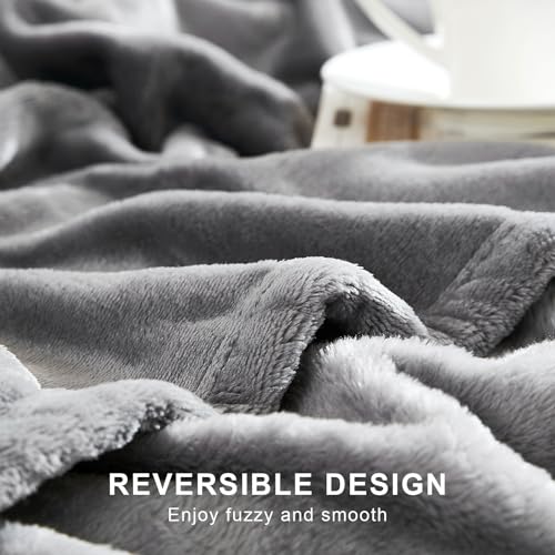 Hansleep Fleece Blanket Twin Size Grey, Soft Cozy Twin Blanket, Fuzzy Flannel Blanket for Bed, Sofa, Couch, Travel, Camping, 60 x 80 Inches Hansleep