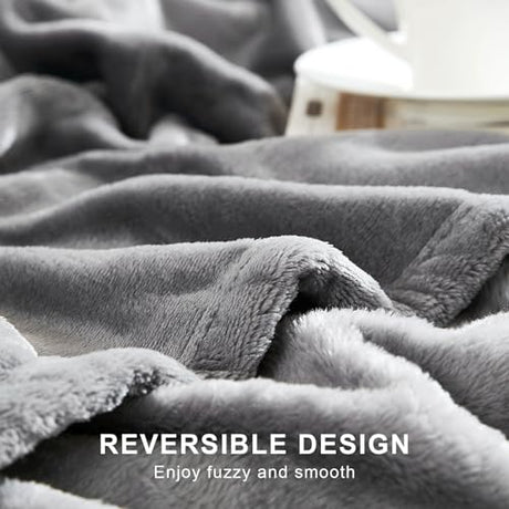 Hansleep Fleece Blanket Twin Size Grey, Soft Cozy Twin Blanket, Fuzzy Flannel Blanket for Bed, Sofa, Couch, Travel, Camping, 60 x 80 Inches Hansleep