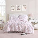 Laura Ashley - Twin XL Comforter Set, Reversible Cotton Bedding for Year Round Use, 2 Piece Coquette Bed Set with Matching Pillowcase (Delphine Mauve Pink) Laura Ashley