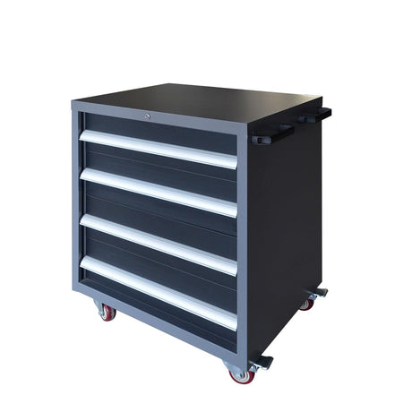 JZD Metal Tool Storage Cart on Wheels, 4 Lockable Drawers, Tool Cabinet Organizer for Garage Workshop, Black & Grey JZD