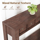 IDEALHOUSE 54inch Rustic Wooden Entryway Table with 2 Drawers & Open Shelf – Farmhouse Console Sofa Table for Hallway, Foyer & Living Room, Brown IDEALHOUSE