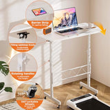 GTRACING Standing Desk Adjustable Height & Tiltable Tabletop, 32 Inch Portable Desk for Home Office Stand Up Work and Walking Pad Treadmill, Small Mobile Computer Table for Laptop, White GTRACING