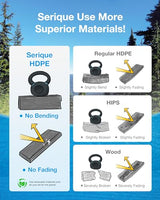 Serique Folding Adirondack Chair Wood Texture, Patio Chair Weather Resistant, Outdoor Chair, Lawn Chair with Cup Holder, Fire Pit Chair for Deck, Outdoor, Porch, Backyard, Garden (Grey) Serique