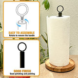 WILDMOS Paper Towel Holder Countertop,Solid Acacia Wood with Thick Metal Base,Black Paper Towel Holder for Farmhouse Kitchen,Wooden Paper Towel Holder Stand. WILDMOS