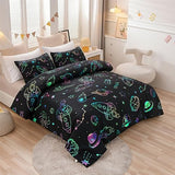 Aimuan Space Bedding Twin Bed Comforter Kids Rocket Bedding Set Super Soft & Cute Aliens UFO Printed for Boys Girls Teen (Black, Twin) Aimuan