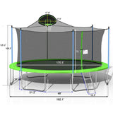 1500 LBS 16FT Outdoor Trampoline for Kids and Adults with Safety Enclosure Net, Basketball Hoop and Ladder (Green) Awlstar