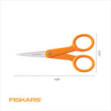 Fiskars Premier No. 5 Micro-Tip Orange-Handled Fabric Scissors - Double Loop Handle - Sewing and Craft Scissors - Orange Fiskars