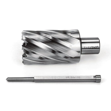 OSCARBIDE Annular Cutter 1-1/2 inch Cutting Diameter 2 inch Depth of Cut,3/4 inch Weldon Shank 2 Flat Mag Drill Bit with Pilot Pin for Magnetic Drill Press,1 Piece OSCARBIDE