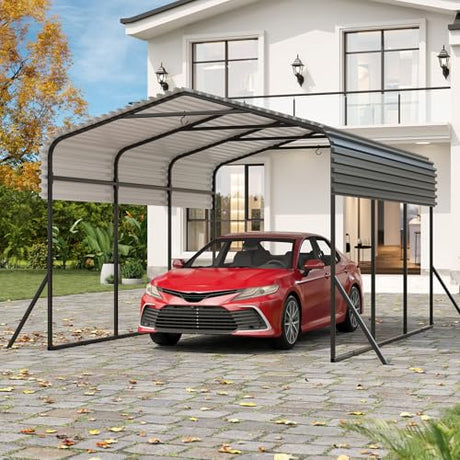 GAOMON Metal Carport, Carport with Reinforced Base and Galvanized Steel Roof, Heavy Duty Garage Car Shelter Shade, Outdoor Car Port Canopy for SUV, Truck, Boats, 10x15 FT GAOMON