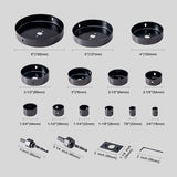 HIGHFIRE 19 PCS Hole Saw Set 3/4"-6"(19-152mm) for Soft Wood, Plywood, Drywall and PVC Board, 13PCS Hole Saw Kit, 2 Mandrels, 3 Drill Bits, 1 Hex Key Highfire