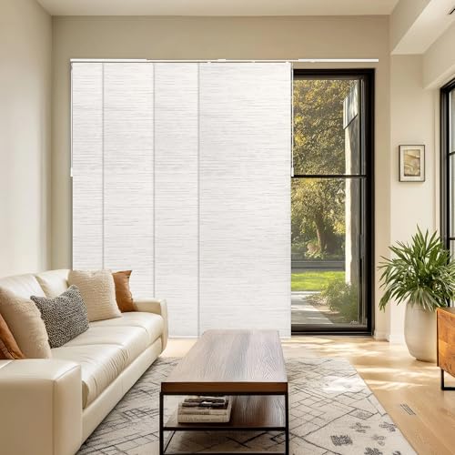 CHICOLOGY Room Divider, Vertical Blinds, Door Blinds,Sliding Door Blinds, Temporary Wall, Closet Curtain, Room Door,Panel Track Blinds Meshed Glacier, W:46-86 x H:Up-to 96 inches CHICOLOGY