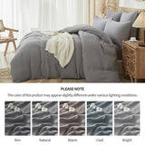YASMENG 100% Cotton Muslin Duvet Cover Set King Size Grey, Ultra Soft Breathable Absorbent Gauze Bedding Duvet Cover, Luxurious Minimalist Natural Wrinkle Linen Textured Comforter Cover 104" x 90" YASMENG