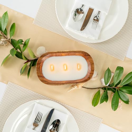 Restaurantware-Coco Casa 9.1 x 5.5 x 2 Inch Wood Dough Bowl Candle, 1 Hand Poured Bread Bowl Candle - Vanilla Fragrance, Double Wax Blend, Soy Wax Scented Candle, Wooden Wick Restaurantware