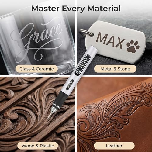 Jas & Jax Engraving Pen - USB Rchargeable Mini Electric Engraver, Cordless Rotary Tool for Wood, Metal, Glass, Jewelry, Stone, Leather & Plastic Etching (54 Accessories) Jas & Jax Goods
