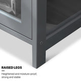 MoNiBloom 4-Tier Display Cabinet with Acrylic Doors - 55” Transparent Bamboo Display Case for Figures and Curio Collection, Floor Standing - Grey MoNiBloom