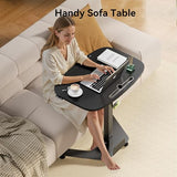 WALKINGDESK Foldable Pneumatic Height Adjustable Mobile Standing Desk with 90° Tiltable Tabletop, 27.2x18.9 Inch Portable Laptop Desk with Wheels, Holds Up to 66.1lbs for Home Office, Study, Black WALKINGDESK